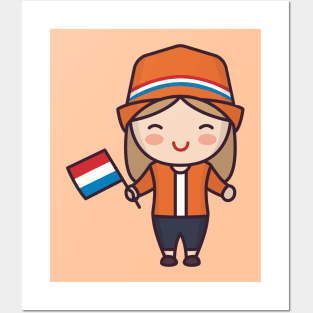 Cute Patriotic Dutch Girl Posters and Art